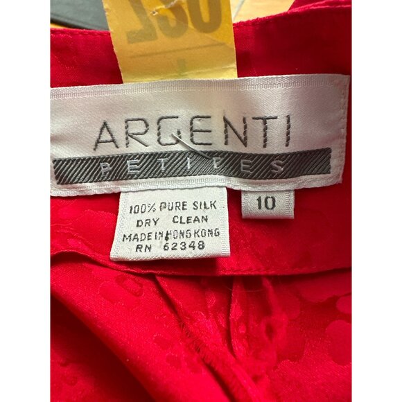 Argenti Petites Apple Red Button Snaps All Silk Vintage Blouse Size 10P - Picture 6 of 7